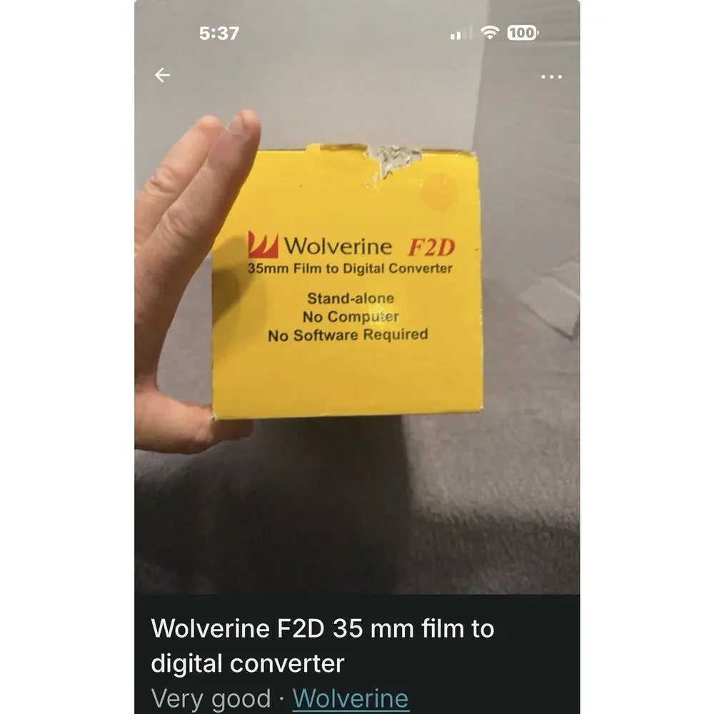 Wolverine F2D Film to Digital Converter USB LCD Display AA Battery Yellow